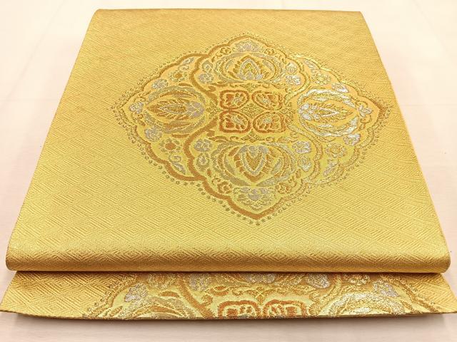 平和屋着物◎六通柄袋帯　正倉院花文　金銀糸　正絹　逸品　BAAU3278hj