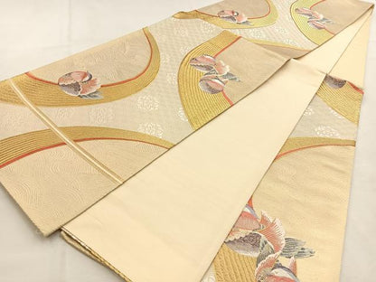 平和屋着物◎六通柄袋帯　唐織　錦波舞苑文　九百錦　金糸　正絹　逸品　BAAU3285hj