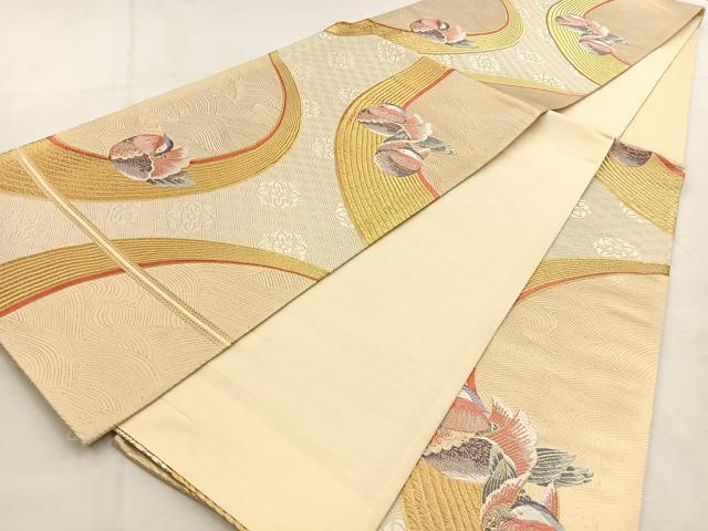 平和屋着物◎六通柄袋帯　唐織　錦波舞苑文　九百錦　金糸　正絹　逸品　BAAU3285hj