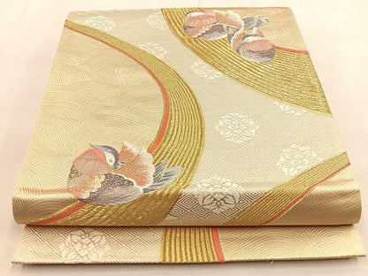 平和屋着物◎六通柄袋帯　唐織　錦波舞苑文　九百錦　金糸　正絹　逸品　BAAU3285hj