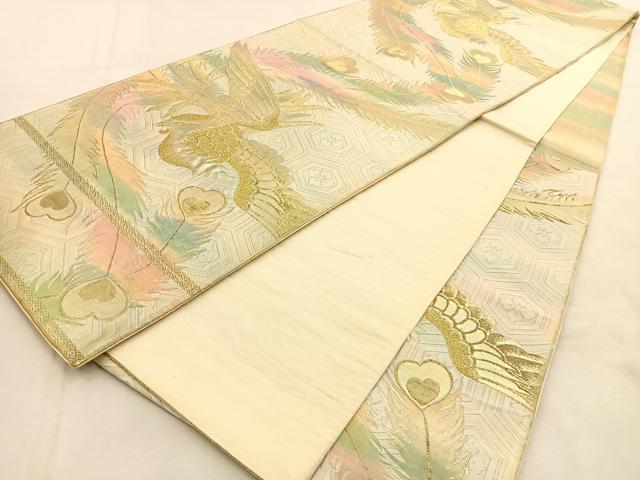 平和屋着物◎六通柄袋帯　鳳凰　金糸　正絹　逸品　BAAU3293hj