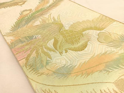 平和屋着物◎六通柄袋帯　鳳凰　金糸　正絹　逸品　BAAU3293hj