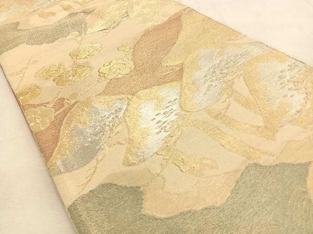 平和屋着物◎西陣　六通柄袋帯　松梅文　金銀糸　証紙付き　正絹　逸品　未使用　BAAU3297hj