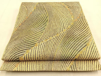 平和屋着物◎六通柄　本袋帯　流線文　金銀糸　正絹　逸品　BAAU3308hj