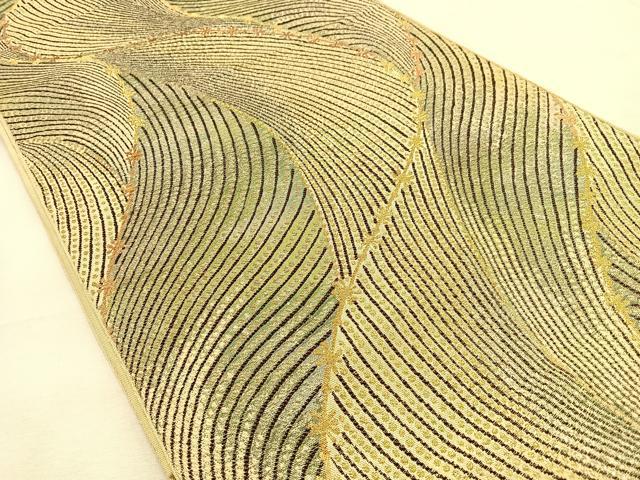 平和屋着物◎六通柄　本袋帯　流線文　金銀糸　正絹　逸品　BAAU3308hj