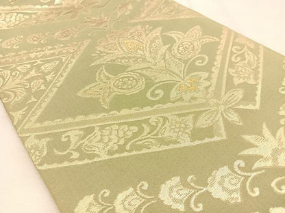 平和屋着物◎六通柄　京袋帯　本袋帯　更紗花文　金糸　正絹　逸品　BAAU3309hj