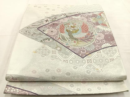 平和屋着物◎六通柄袋帯　唐織　扇面小袖文　金銀糸　正絹　逸品　BAAU3339hj