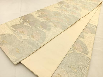 平和屋着物◎六通柄袋帯　唐織　松　金銀糸　正絹　逸品　BAAU3343hj