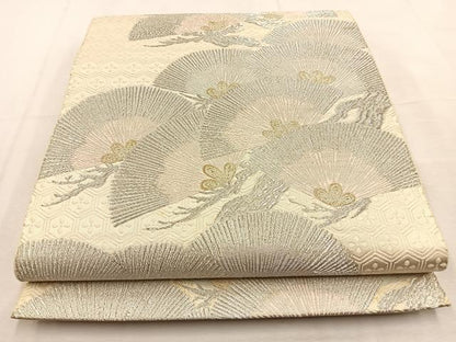 平和屋着物◎六通柄袋帯　唐織　松　金銀糸　正絹　逸品　BAAU3343hj