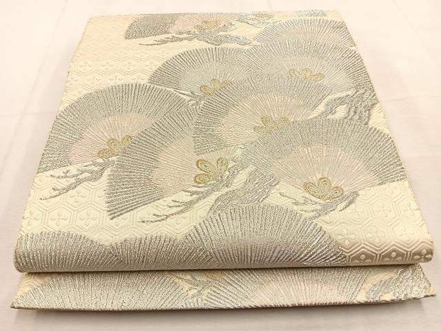 平和屋着物◎六通柄袋帯　唐織　松　金銀糸　正絹　逸品　BAAU3343hj