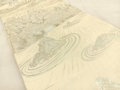 平和屋着物◎六通柄袋帯　石庭　銀糸　正絹　逸品　BAAU3344hj