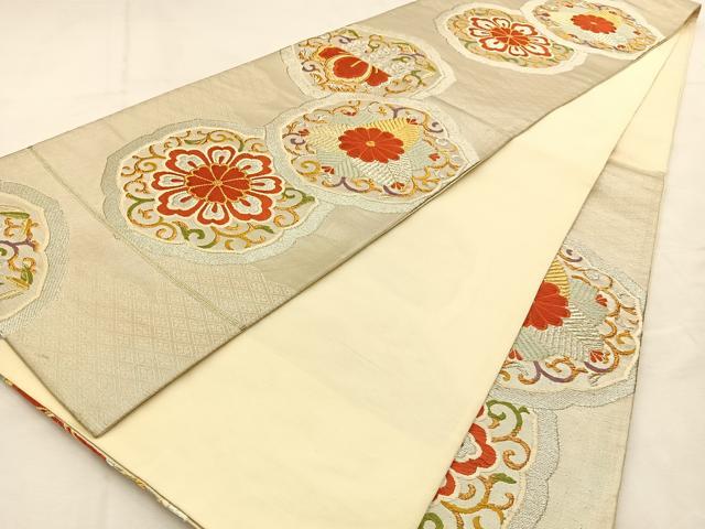 平和屋着物◎六通柄袋帯　唐織　正倉院花文　金銀糸　正絹　逸品　BAAU3346hj