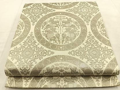 平和屋着物◎六通柄袋帯　狩猟文　銀糸　正絹　逸品　BAAU3351hj