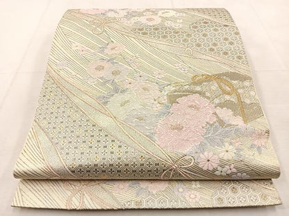 平和屋着物◎六通柄袋帯　唐織　プラチナ古典文様　正絹　逸品　BAAU3369hj