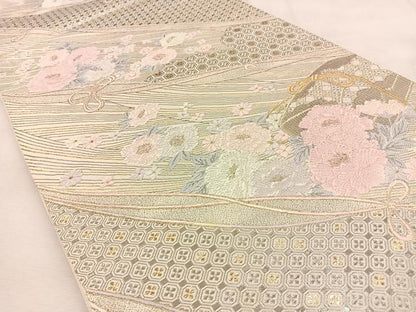 平和屋着物◎六通柄袋帯　唐織　プラチナ古典文様　正絹　逸品　BAAU3369hj