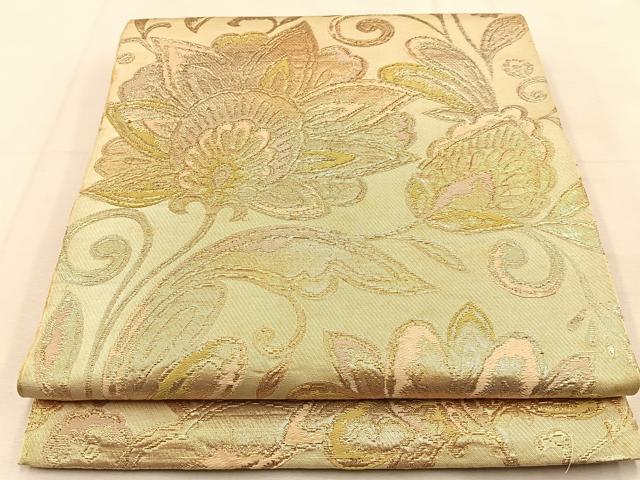 平和屋着物◎六通柄　京袋帯　本袋帯　更紗花唐草文　金糸　正絹　逸品　BAAU3401hj
