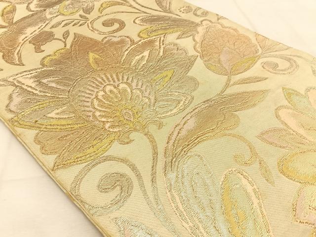 平和屋着物◎六通柄　京袋帯　本袋帯　更紗花唐草文　金糸　正絹　逸品　BAAU3401hj