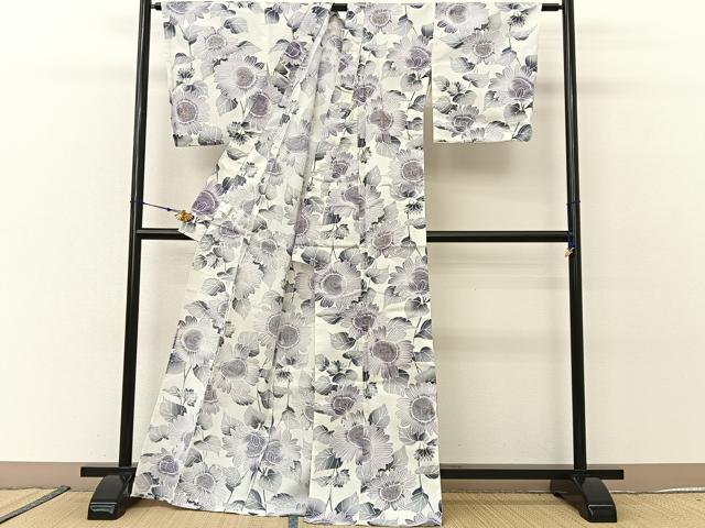 平和屋着物∴夏物 浴衣 綿紅梅 草花文 金彩 綿 逸品 未使用 BAAU3424hj