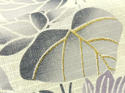 平和屋着物∴夏物 浴衣 綿紅梅 草花文 金彩 綿 逸品 未使用 BAAU3424hj