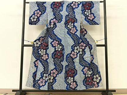 平和屋着物∴夏物 浴衣 有松鳴海絞り 梅 綿 逸品 BAAU3425hj