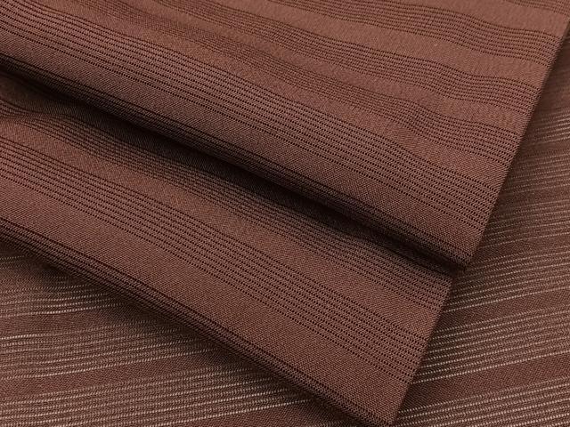 平和屋着物＊夏物 色無地 横縞絞絽 栗皮茶色 正絹 逸品 BAAU3427hj