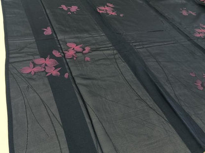 平和屋着物＊夏物 小紋 紗 草花文 BAAU3428hj