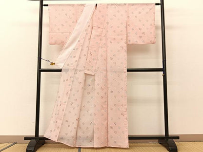 平和屋着物＊夏物 小紋 絽 舞蝶文 洗える着物 BAAU3431hj