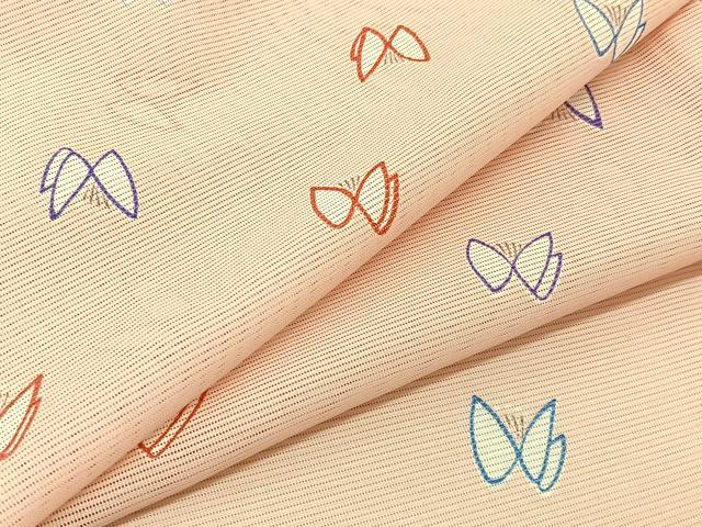 平和屋着物＊夏物 小紋 絽 舞蝶文 洗える着物 BAAU3431hj