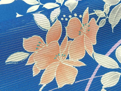 平和屋着物＊夏物 小紋 絽 草花文 洗える着物 BAAU3434hj