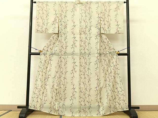 平和屋着物＊夏物　小紋　絽　笹の葉文　やまと誂製　洗える着物　BAAU3436hj