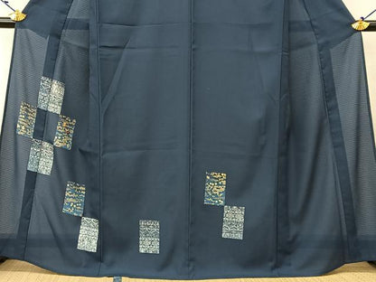 平和屋着物＊夏物 訪問着 絽 刺繍 色紙笹梅楓文 金銀彩 洗える着物 BAAU3438hj