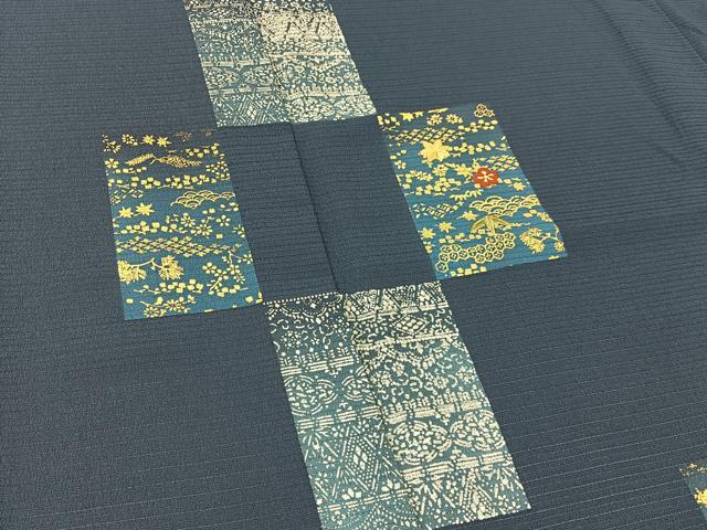 平和屋着物＊夏物 訪問着 絽 刺繍 色紙笹梅楓文 金銀彩 洗える着物 BAAU3438hj