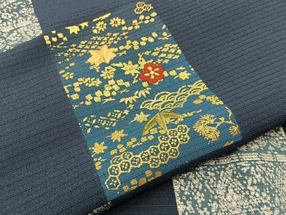 平和屋着物＊夏物 訪問着 絽 刺繍 色紙笹梅楓文 金銀彩 洗える着物 BAAU3438hj