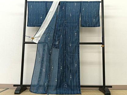 平和屋着物＊夏物　小紋　紗　桜　洗える着物　BAAU3439hj