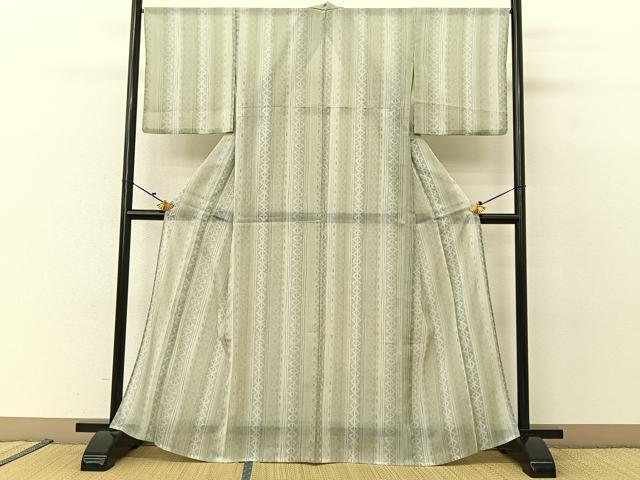 平和屋着物＊夏物 小紋 紗 100亀甲 幾何学間道 洗える着物 BAAU3440hj
