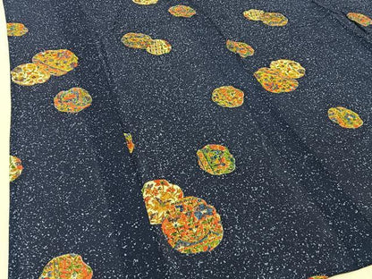 平和屋着物＊夏物 小紋 絽 更紗草花文 たたき染め 三越扱い 正絹 逸品 BAAU3444hj