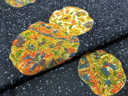 平和屋着物＊夏物 小紋 絽 更紗草花文 たたき染め 三越扱い 正絹 逸品 BAAU3444hj