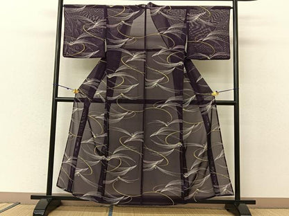 平和屋着物＊夏物 小紋 絽 草花文 洗える着物 BAAU3446hj