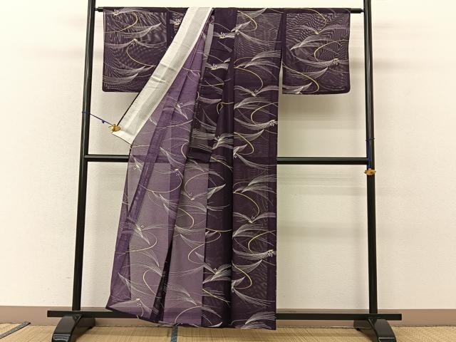 平和屋着物＊夏物 小紋 絽 草花文 洗える着物 BAAU3446hj