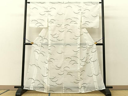 平和屋着物＊夏物 小紋 絽 雪芝文 洗える着物 BAAU3460hj