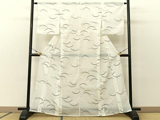 平和屋着物＊夏物 小紋 絽 雪芝文 洗える着物 BAAU3460hj