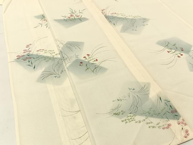 平和屋着物＊夏物 小紋 絽 手描き 秋草文 正絹 逸品 未使用 BAAU3462hj