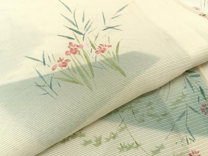 平和屋着物＊夏物 小紋 絽 手描き 秋草文 正絹 逸品 未使用 BAAU3462hj