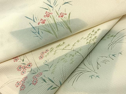 平和屋着物＊夏物 小紋 絽 手描き 秋草文 正絹 逸品 未使用 BAAU3462hj