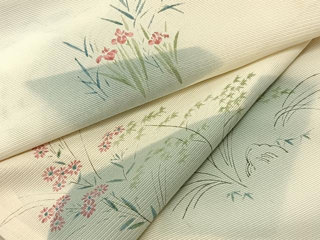平和屋着物＊夏物 小紋 絽 手描き 秋草文 正絹 逸品 未使用 BAAU3462hj