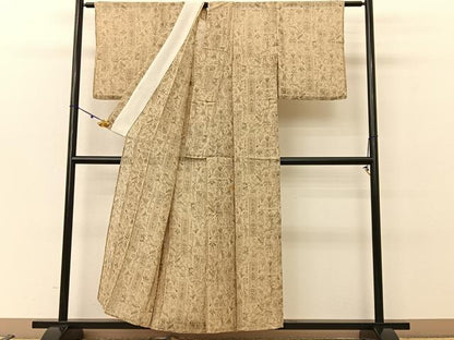 平和屋着物＊夏物 紗紬 更紗花唐草文 正絹 逸品 BAAU3463hj