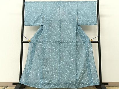 平和屋着物＊夏物 小紋 絽 大小あられ 洗える着物 BAAU3465hj