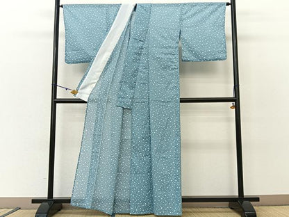 平和屋着物＊夏物 小紋 絽 大小あられ 洗える着物 BAAU3465hj