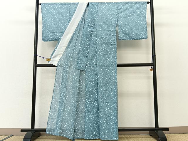 平和屋着物＊夏物 小紋 絽 大小あられ 洗える着物 BAAU3465hj