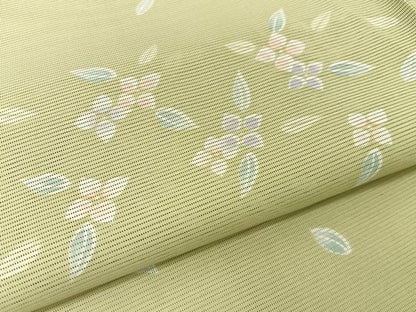 平和屋着物＊夏物 小紋 絽 草花文 ロング丈 洗える着物 BAAU3466hj